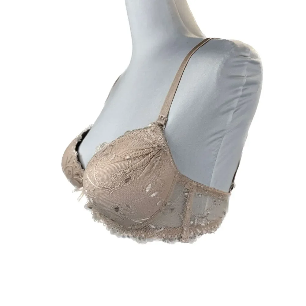 René Rofé Lingerie | Beige Lace Push Up Underwire Bra 36C Style B21865H3 - Picture 2 of 6